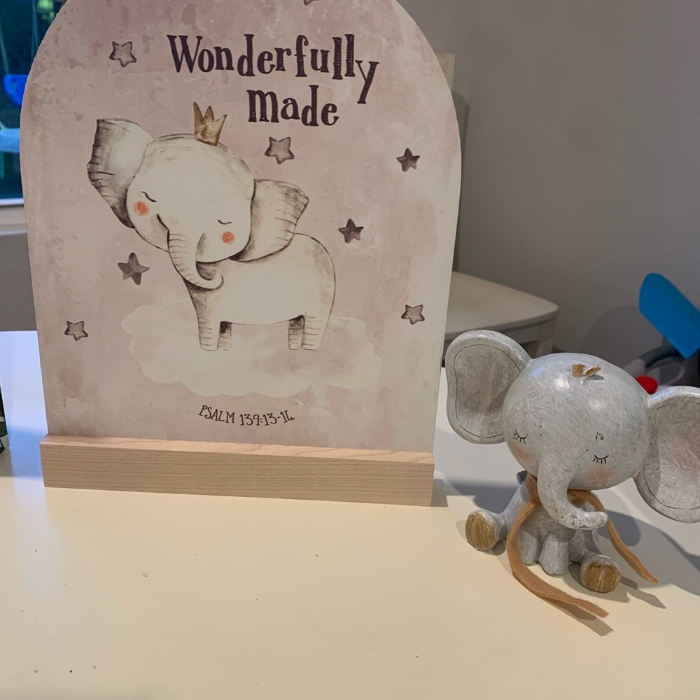Elephant Figurine and Plaque Set